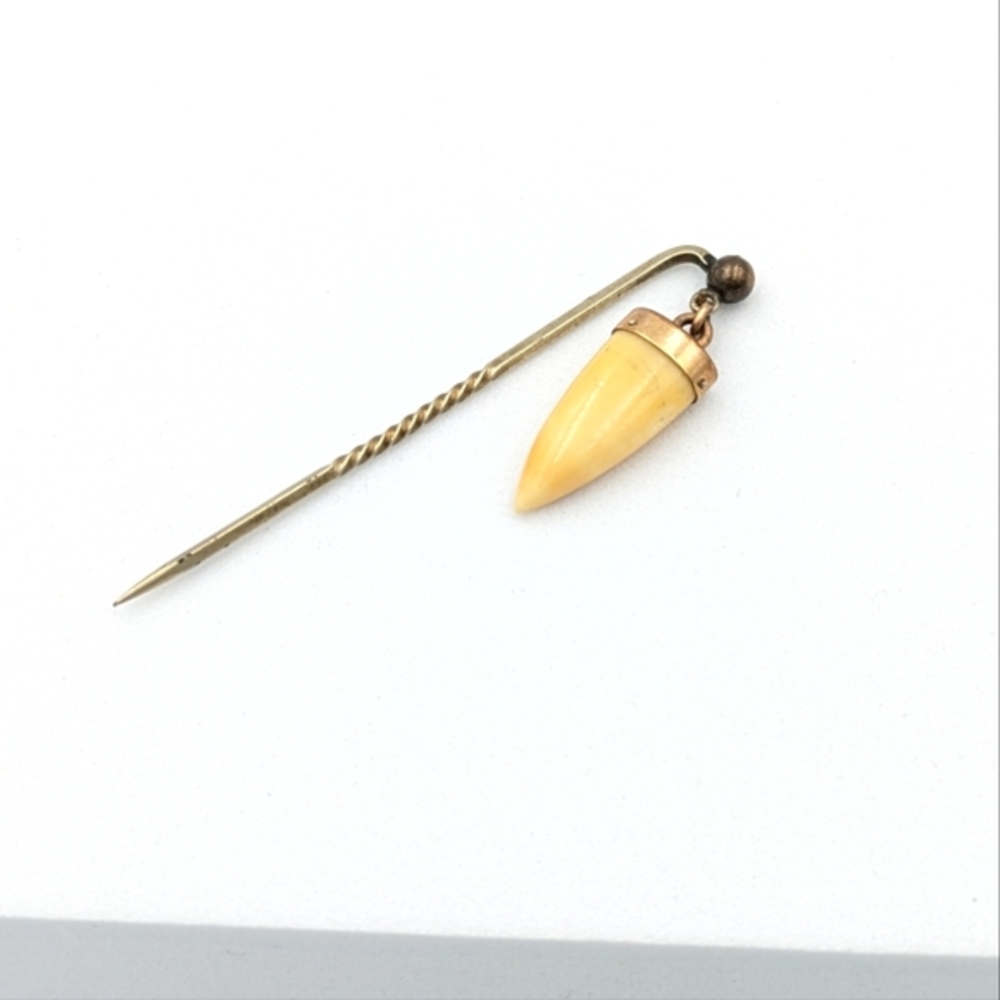 Antique Victorian 1800s British Raj Hunting Trophy Tooth Stick Pin Brooch
